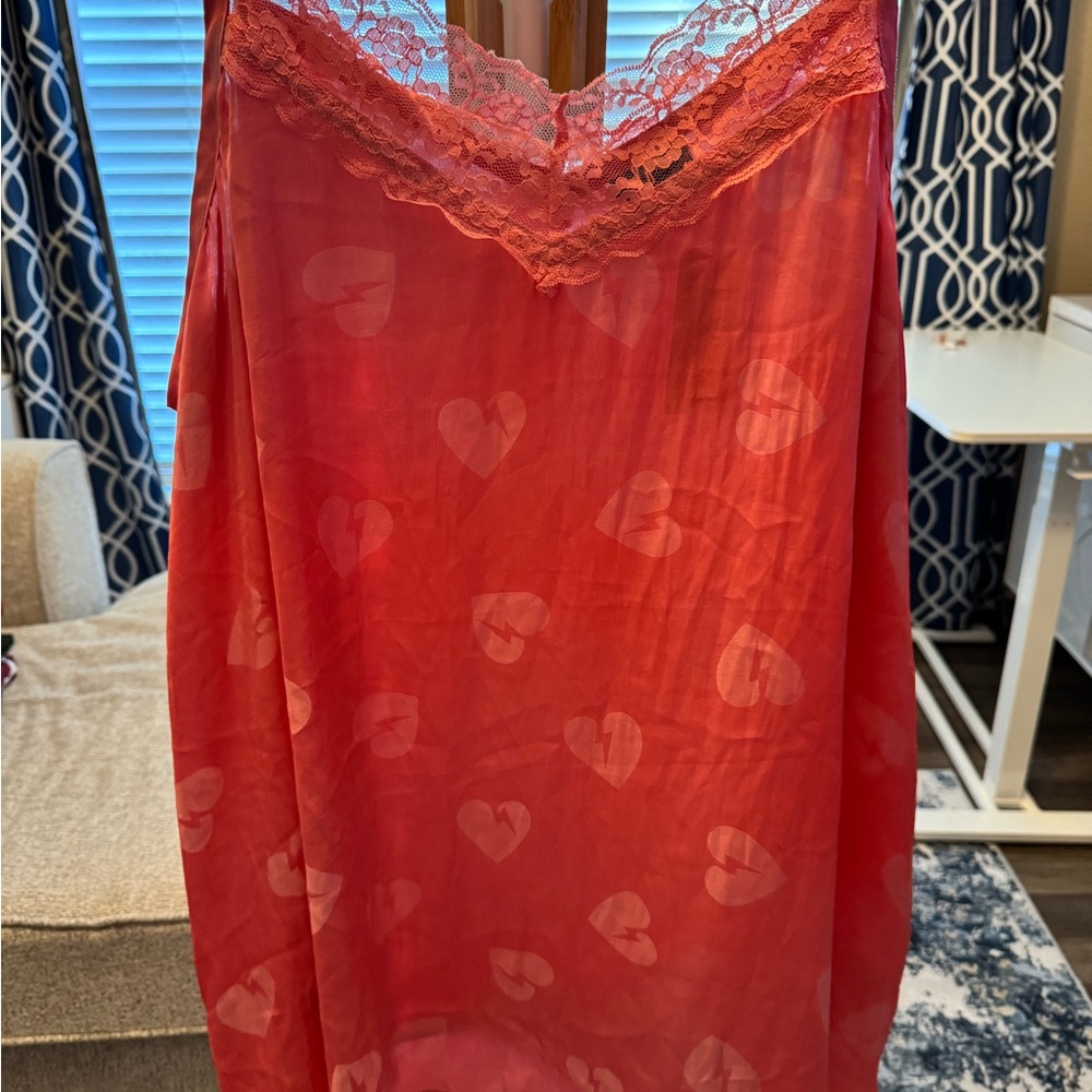 Torrid Pink Lace Trim Heart Chemise